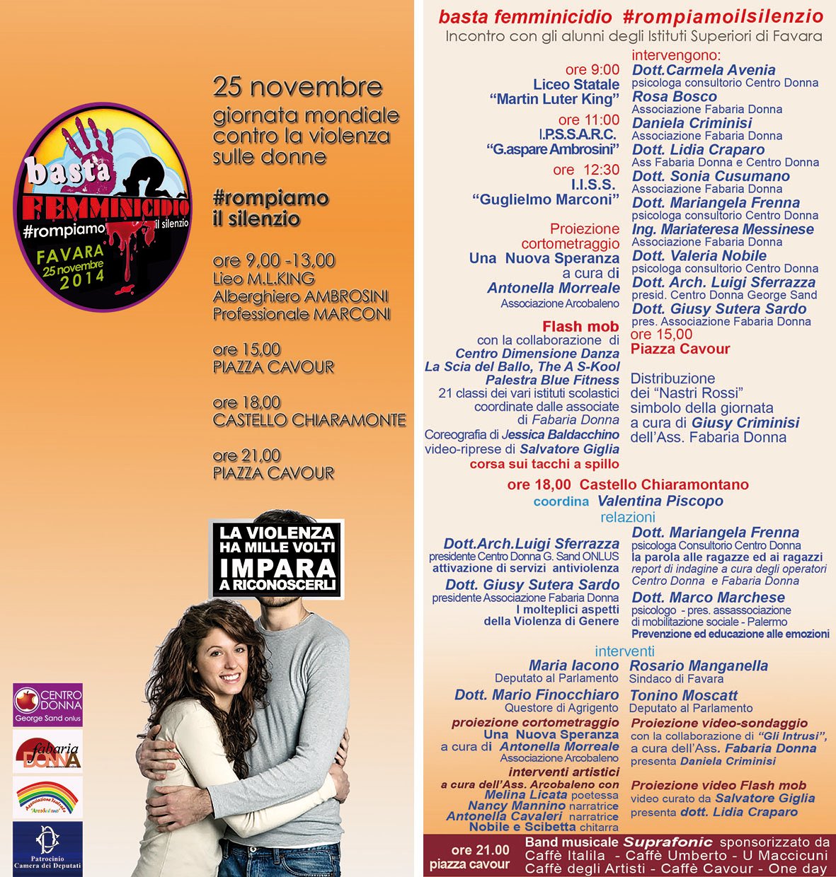 invito programma Basta femminicidio del 25 novembre 2014