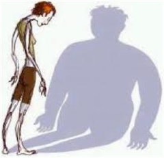 uomo magro con ombra grossa