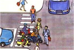 disegno di pedoni che attraversano la strada